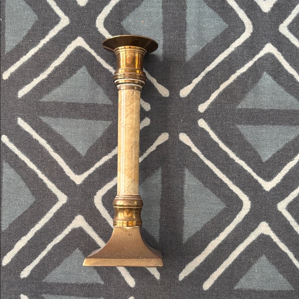 Elegant Marble and Brass Candle Holder